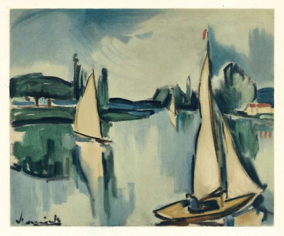 Maurice Vlaminck lithograph by Mourlot "Sailing Boats on the Seine" - image 1 of 2
