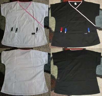 2 pc Accent's Mock Wrap Scrub Top With bottom pockets Sz Medium - Image 1 of 4