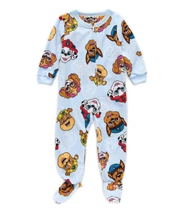 Paw Patrol Characters Toddler Boy's Blue Soft Fleece Footed Pajama Sleeper - Picture 1 of 8