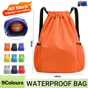 Waterproof Sport String Drawstring Bag Pack Sack School Gym Tote Backpack Casual - Picture 1 of 30