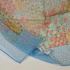 Scarf Von Furstenberg Baar & Beards Sheer Square Blue Abstract Floral  - Picture 1 of 7