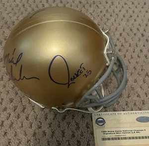 1988 NOTRE DAME SIGNED MINI FOOTBALL HELMET LOU HOLTZ ZORICH RICE ROCKET STEINER - Picture 1 of 10