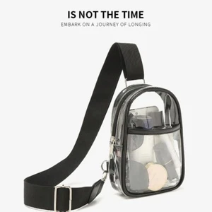 PVC Stadium Purse Bag Adjustable Shoulder Strap Chest Backpack Crossbody Bag - Picture 1 of 10