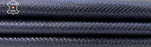 PEARLIZED DARK BLUE SNAKE SCALES EMBOSSED PRINT ON Goat leather 5sqf 0.8mm #C94 - Picture 1 of 7