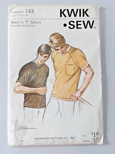 Vtg Kwik Sew Pattern 143, Men's T-Shirts w/ Raglan Sleeves, Size S-XL - Picture 1 of 2