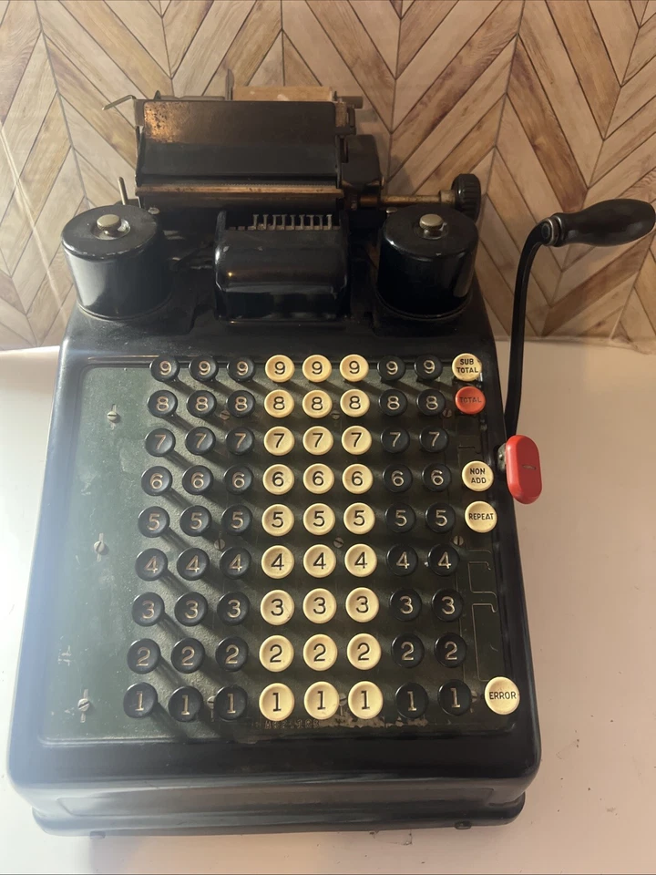 Antique 1920s Burroughs Portable Adding Machine Calculator Tape Register. - Image 1 of 4