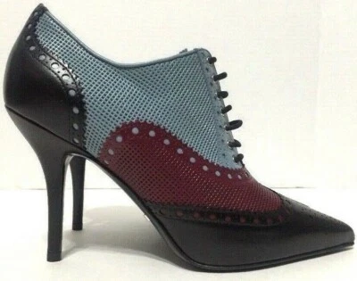 Gucci Gia Tacones Altos Oxford Punta de Ala Punta Cuero Tricolor Para Mujer Talla 36 Foto 1 de 4