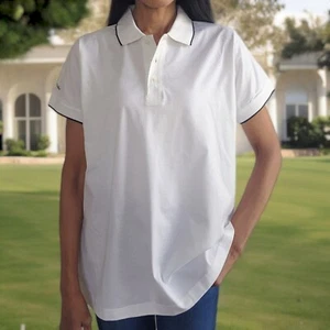 Womens Tipped Pique 100% Cotton Double Mercerised Polo Shirt Golf Devil - Large - Bild 1 von 11