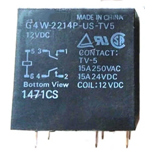 1PC G4W-2214P-US-TV5 12VDC Power Relay 15A 250VAC 6Pins - Picture 1 of 2