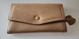 Portafoglio vintage Victory vera pelle libretto assegni pochette beige marrone vintage - Foto 1 di 8