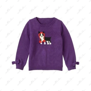 JANIE and JACK Winter Cheer Boston Terrier Dog Sweater size 6 purple - Picture 1 of 4