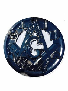 Masonic  Metal Chrome Emblem with symbols for car truck freemasons - Picture 1 of 2