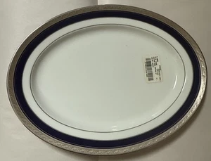 Noritake Crestwood Cobalt Platinum Platter - 13.5” Oval - Picture 1 of 5