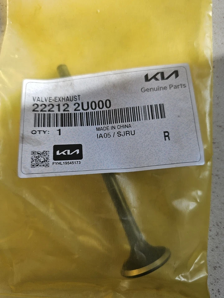 1XNEW GENUINE KIA HYUNDAI 1.6D EXHAUST VALVE 222122U000 22212-2U100 - Image 1 of 3