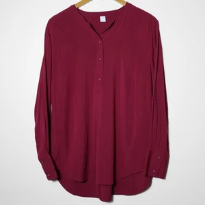 Blusa antigua azul marino para mujer popover manga larga borgoña elegante oficina talla L - Imagen 1 de 6