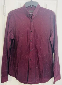 Camicia Zara uomo manica lunga con bottoni M slim fit design unico bordeaux - Foto 1 di 7