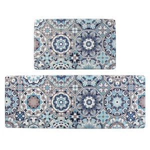 Juego de 2 alfombrillas de cocina antifatiga acolchadas azules piso cómodo M... - Imagen 1 de 7