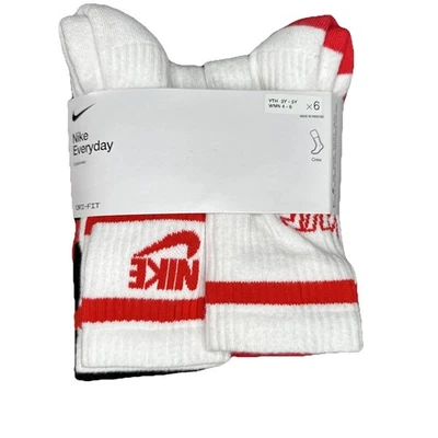 Calcetines acolchados Nike Everyday Dri-Fit talla juvenil 3-5 negros/rojos/blancos nuevos con etiquetas Foto 1 de 4