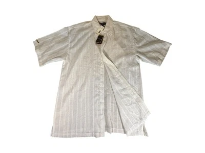 Stacy Adams Shirt Adult Extra Large White Pucker Stripe Solid Button Down Mens - Image 1 of 4