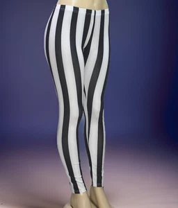 Moxeay Leggings Donna Elasticizzato Righe Bianco/Nero Taglia M - Foto 1 di 8
