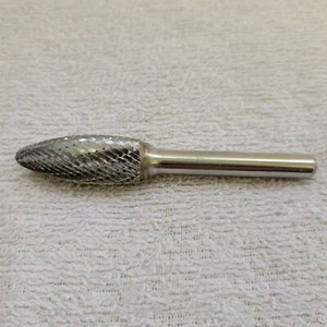 Carbide Bur with 1/4" Shank Diameter, Flame Head, Trade Number SH-5, Double Cut - Picture 1 of 3