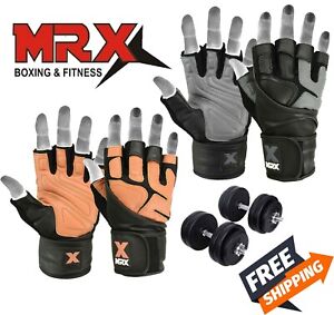 MRX Weightlifting Gloves Gym Workout Weight Training Lifting Wrist Strap Wraps