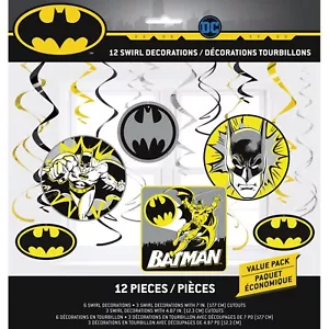 Batman Decorazioni Festa Compleanno Pendenti Classico DC Comics Logo Confezione da 12 NUOVO - Foto 1 di 3