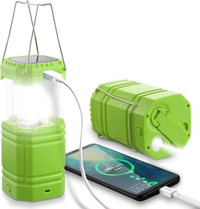 LED Solar Camping Light, Camping Wind up Lantern-Hand Crank Rechargeable-Emergen - Picture 1 of 11