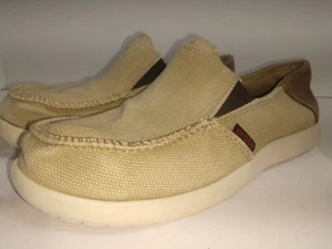 Crocs 15576 ""Cruz"" Bronceado Beige Caqui Mocasines de Lona Barco Zapatos Sin Cordones Junior 6 - Imagen 1 de 7