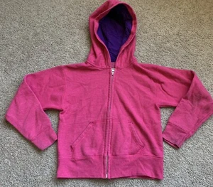 Hanes ComfortBlend Girls Small Zippered Sweatshirt Hooded Pink - Picture 1 of 5