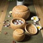 1Pc Bamboo Useful Bamboo Woven Double Layer Basket With Cover Storage BaskYU _cn