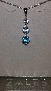 *ELEGANT* ZALES Jewelers Sterling Silver Blue, Baby Blue, & White Topaz Necklace - Picture 1 of 5
