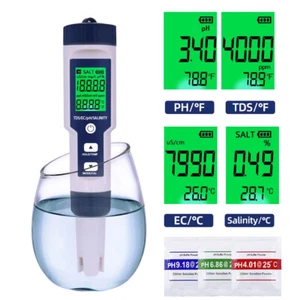 PH Meter PH/TDS/EC/Salinity/Temp Meter Water Quality Tester Pen for Fish Tank - Picture 1 of 12