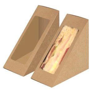 Paper Sandwich Box 100 Pieces Sandwich Take Out Boxes with Window Paper Take ... - Picture 1 of 7