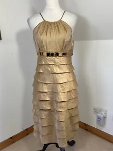 Adrianna Papell Cocktail Evening Pencil Dress Size 10 Gold Layers *Missing Beads - Picture 1 of 10