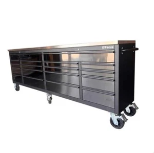Pre-order 2.4M Modern Black Tinted Stainless Steel Tool Chest Trolley-GTX2418BSS - Picture 1 of 4