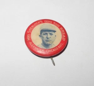 1924 Mrs. Sherlock's Bread Baseball Grover Alexander Chicago Cubs Pin Button - Picture 1 of 2