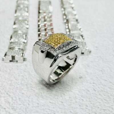 Stainless Steel 316 Pave Men's Square shape CZ SET Pinky Ring - Image 1 of 4