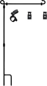 Garden Flag Stand - Metal Pole Holder w/ Tiger Clip & Spring Stoppers (No Flag) - Picture 1 of 5