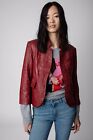 2023 Zadig  And Voltaire Veste Verys Leather Jacket Size 38 Wine 748 New