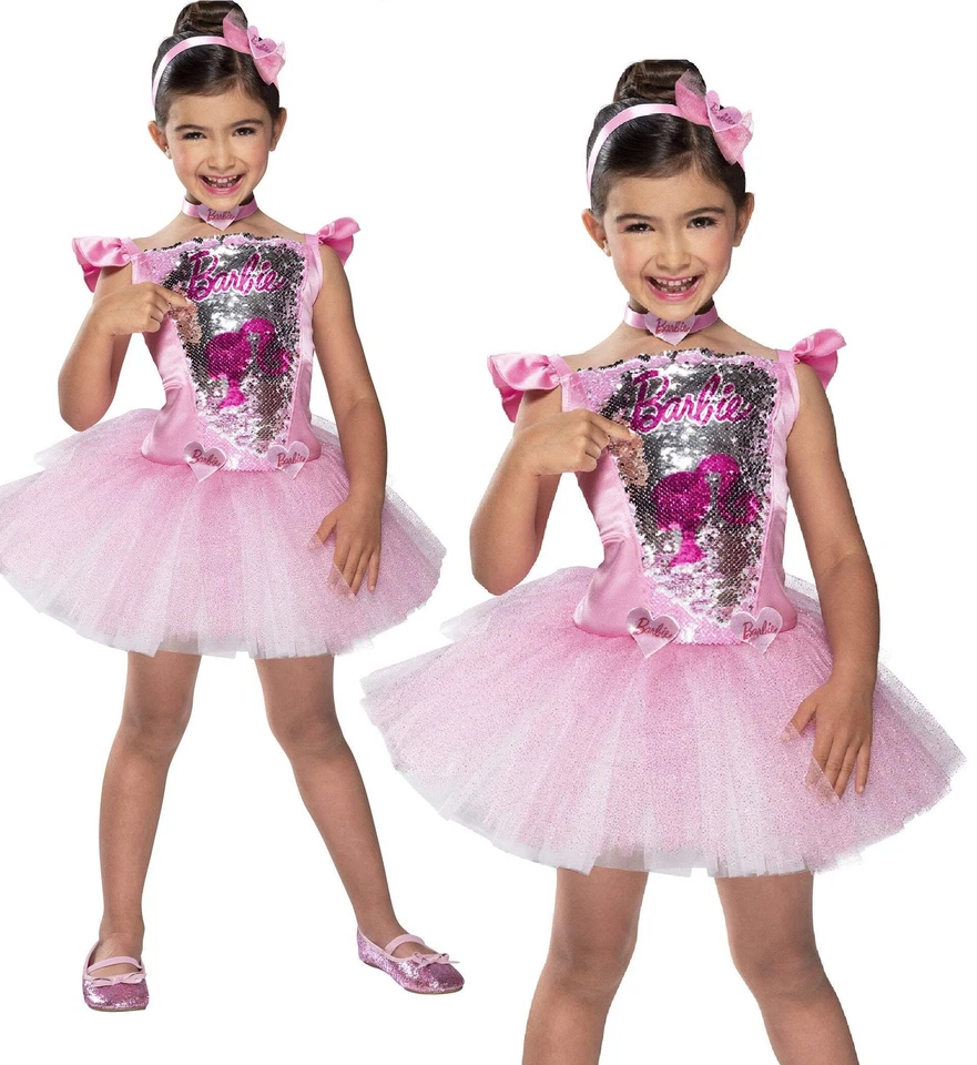 Barbie Bailarina Disfraz Niñas Licencia Vestido Elegante Conjunto Niños Edad 3-8 Foto 1 de 1