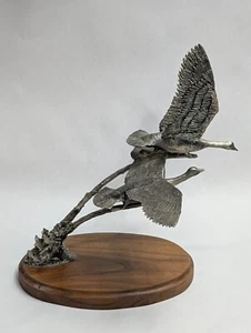 Fountain Creek Productions Fliegende Gänse Metall Skulptur auf Holzsockel 404/2000 - Bild 1 von 24