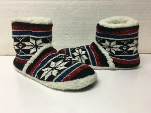 Soft Cozy Ladies Blue Red Black Winter Snow Christmas Slippers House Boots T84 - Picture 1 of 12