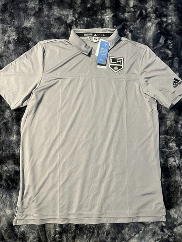 Adidas LA Los Angeles Kings Polo Shirt Gray Men’s Size Large GH5517 Cover