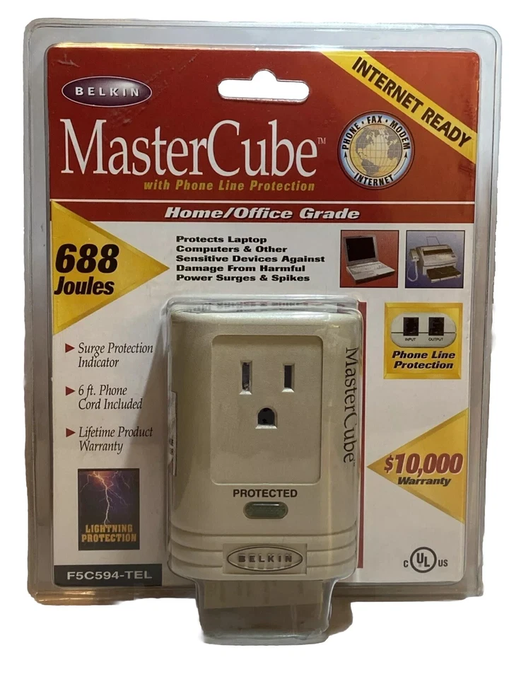 Belkin MasterCube Surge & Phone Protector F5C594-TEL 688 Joules Brand New - Image 1 of 2