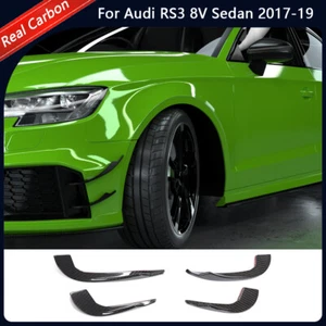 For Audi RS3 8V Sedan 2017-2019 Carbon Fiber Front Bumper Splitter Canards Fins - Picture 1 of 17