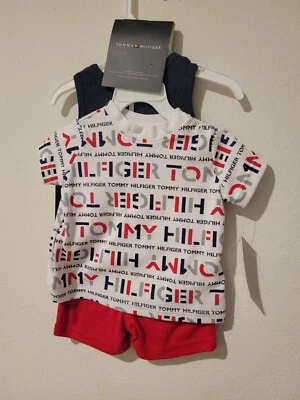 Tommy Hilfiger Bebé Niño Logo Body, Camisa, Pantalones Cortos, Conjunto de 3 Piezas 0-3, 6-9 Mos Foto 1 de 3