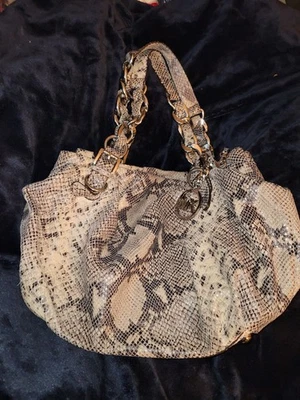 Michael Kors Large Snakeskin Print Shoulder Tote/Hobo Handbag Brown and Gold - Image 1 of 4