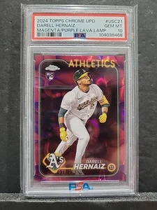 Lámpara de lava magenta/púrpura Darell Hernaiz actualización cromada Topps 2024 PSA 10/299 - Imagen 1 de 3
