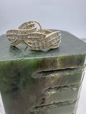 Pendientes cruzados de diamantes de 0,80 quilates de oro amarillo de 10 quilates con joyas renacentistas 6,7 g Foto 1 de 4